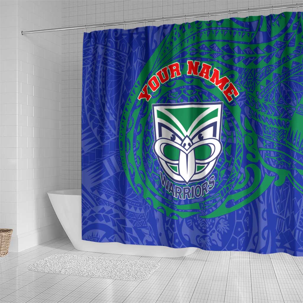 Personalized New Zealand Warriors Shower Curtain Polynesian Tribal Chest and Sleeve Tattoo