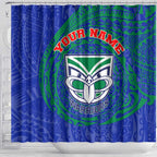 Personalized New Zealand Warriors Shower Curtain Polynesian Tribal Chest and Sleeve Tattoo