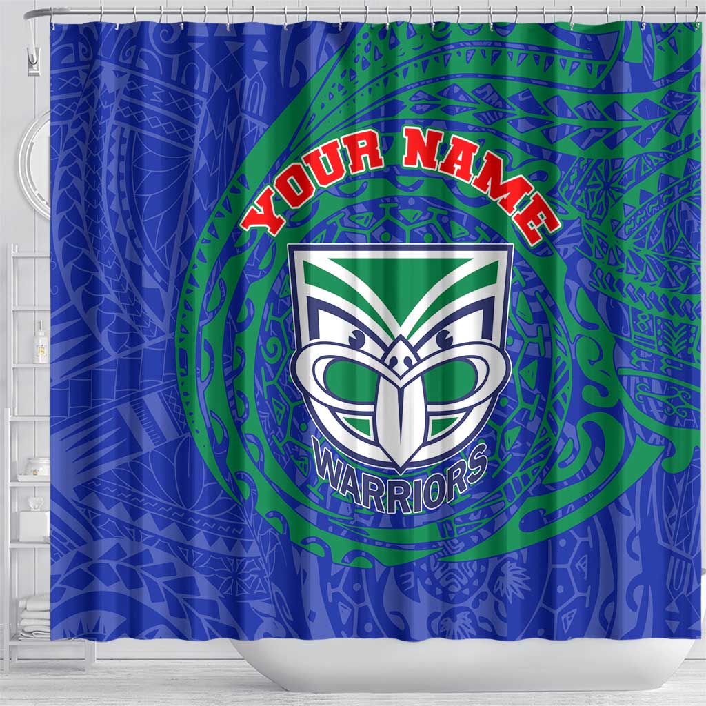 Personalized New Zealand Warriors Shower Curtain Polynesian Tribal Chest and Sleeve Tattoo