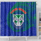 Personalized New Zealand Warriors Shower Curtain Polynesian Tribal Chest and Sleeve Tattoo