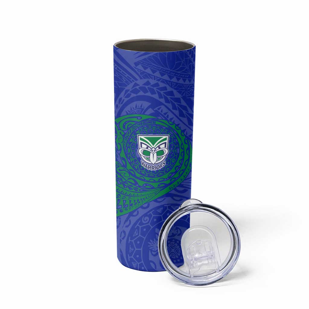 Personalized New Zealand Warriors Skinny Tumbler Polynesian Tribal Chest and Sleeve Tattoo