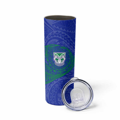 Personalized New Zealand Warriors Skinny Tumbler Polynesian Tribal Chest and Sleeve Tattoo