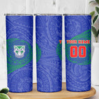 Personalized New Zealand Warriors Skinny Tumbler Polynesian Tribal Chest and Sleeve Tattoo