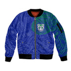 Personalized New Zealand Warriors Sleeve Zip Bomber Jacket Polynesian Tribal Chest and Sleeve Tattoo