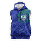 Personalized New Zealand Warriors Sleeveless Hoodie Polynesian Tribal Chest and Sleeve Tattoo