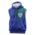 Personalized New Zealand Warriors Sleeveless Zip Hoodie Polynesian Tribal Chest and Sleeve Tattoo