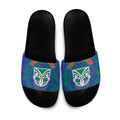 Personalized New Zealand Warriors Slide Sandals Polynesian Tribal Chest and Sleeve Tattoo