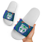 Personalized New Zealand Warriors Slide Sandals Polynesian Tribal Chest and Sleeve Tattoo