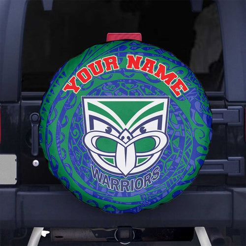 Personalized New Zealand Warriors Spare Tire Cover Polynesian Tribal Chest and Sleeve Tattoo