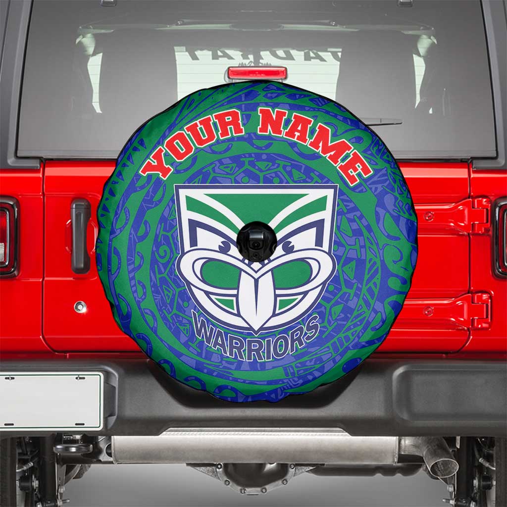 Personalized New Zealand Warriors Spare Tire Cover Polynesian Tribal Chest and Sleeve Tattoo