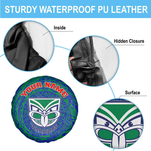 Personalized New Zealand Warriors Spare Tire Cover Polynesian Tribal Chest and Sleeve Tattoo