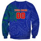Personalized New Zealand Warriors Sweatshirt Polynesian Tribal Chest and Sleeve Tattoo