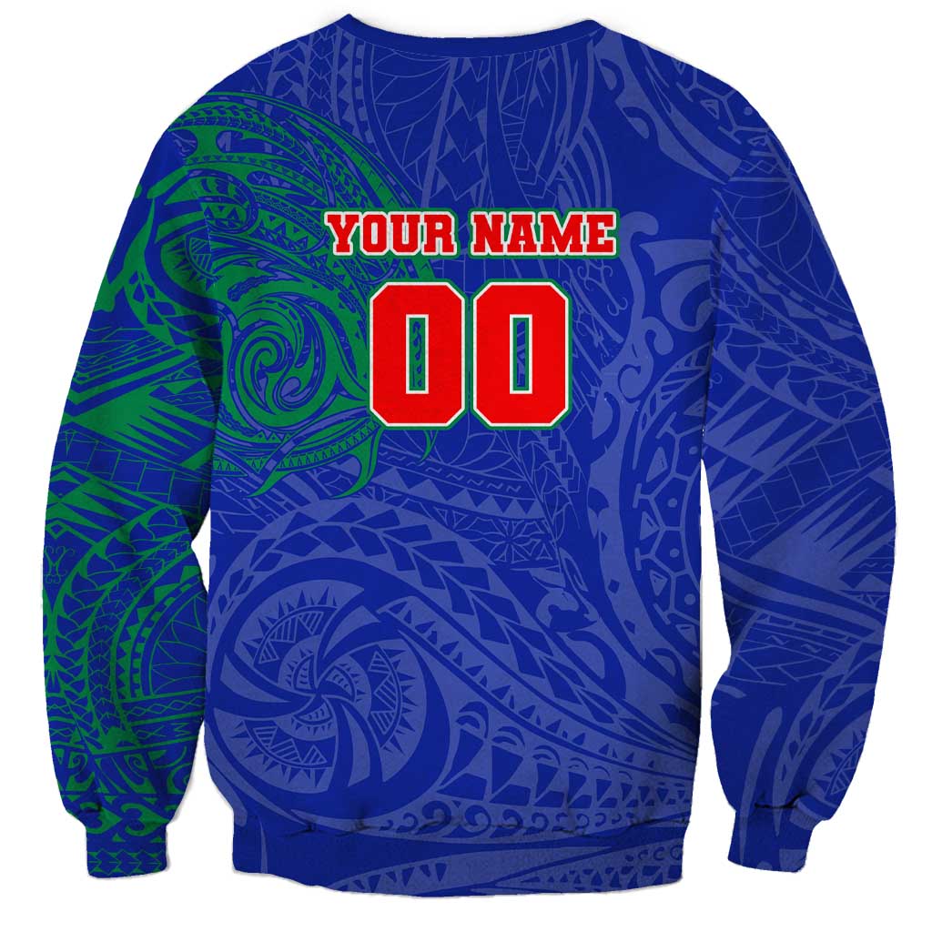 Personalized New Zealand Warriors Sweatshirt Polynesian Tribal Chest and Sleeve Tattoo