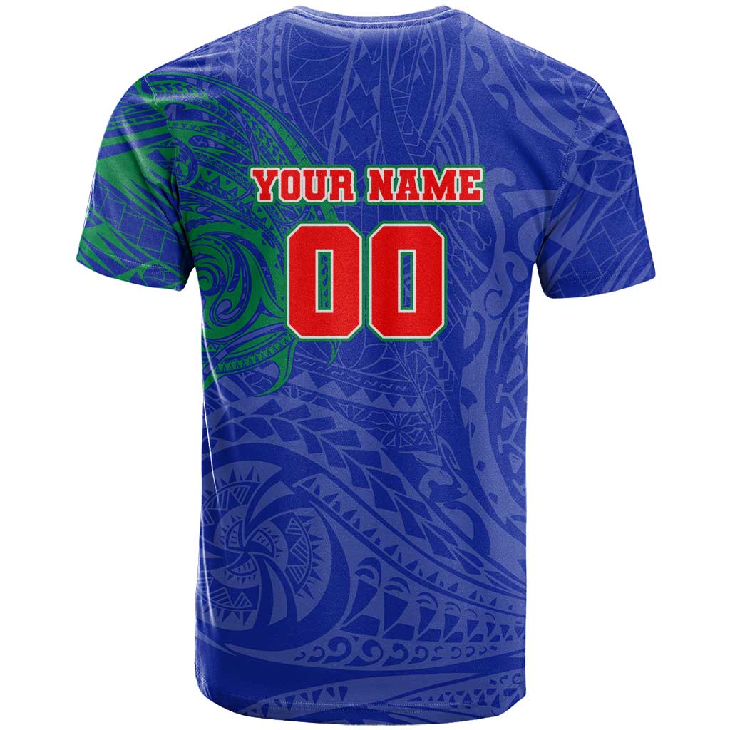 Personalized New Zealand Warriors T Shirt Polynesian Tribal Chest and Sleeve Tattoo