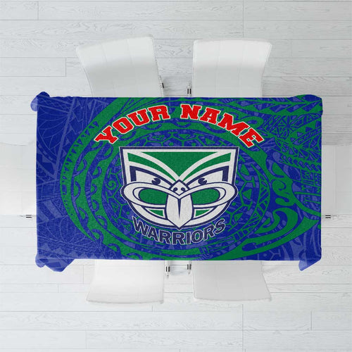 Personalized New Zealand Warriors Tablecloth Polynesian Tribal Chest and Sleeve Tattoo