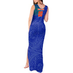 Personalized New Zealand Warriors Tank Maxi Dress Polynesian Tribal Chest and Sleeve Tattoo