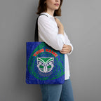 Personalized New Zealand Warriors Tote Bag Polynesian Tribal Chest and Sleeve Tattoo
