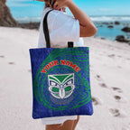 Personalized New Zealand Warriors Tote Bag Polynesian Tribal Chest and Sleeve Tattoo