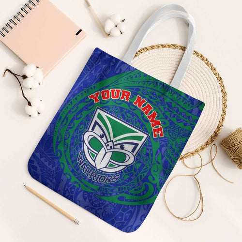 Personalized New Zealand Warriors Tote Bag Polynesian Tribal Chest and Sleeve Tattoo