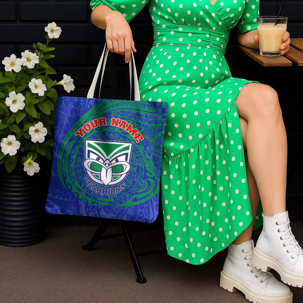 Personalized New Zealand Warriors Tote Bag Polynesian Tribal Chest and Sleeve Tattoo