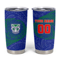 Personalized New Zealand Warriors Tumbler Cup Polynesian Tribal Chest and Sleeve Tattoo