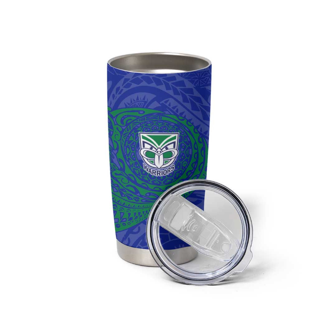 Personalized New Zealand Warriors Tumbler Cup Polynesian Tribal Chest and Sleeve Tattoo
