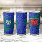 Personalized New Zealand Warriors Tumbler Cup Polynesian Tribal Chest and Sleeve Tattoo