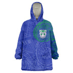 Personalized New Zealand Warriors Wearable Blanket Hoodie Polynesian Tribal Chest and Sleeve Tattoo