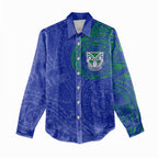 Personalized New Zealand Warriors Women Casual Shirt Polynesian Tribal Chest and Sleeve Tattoo