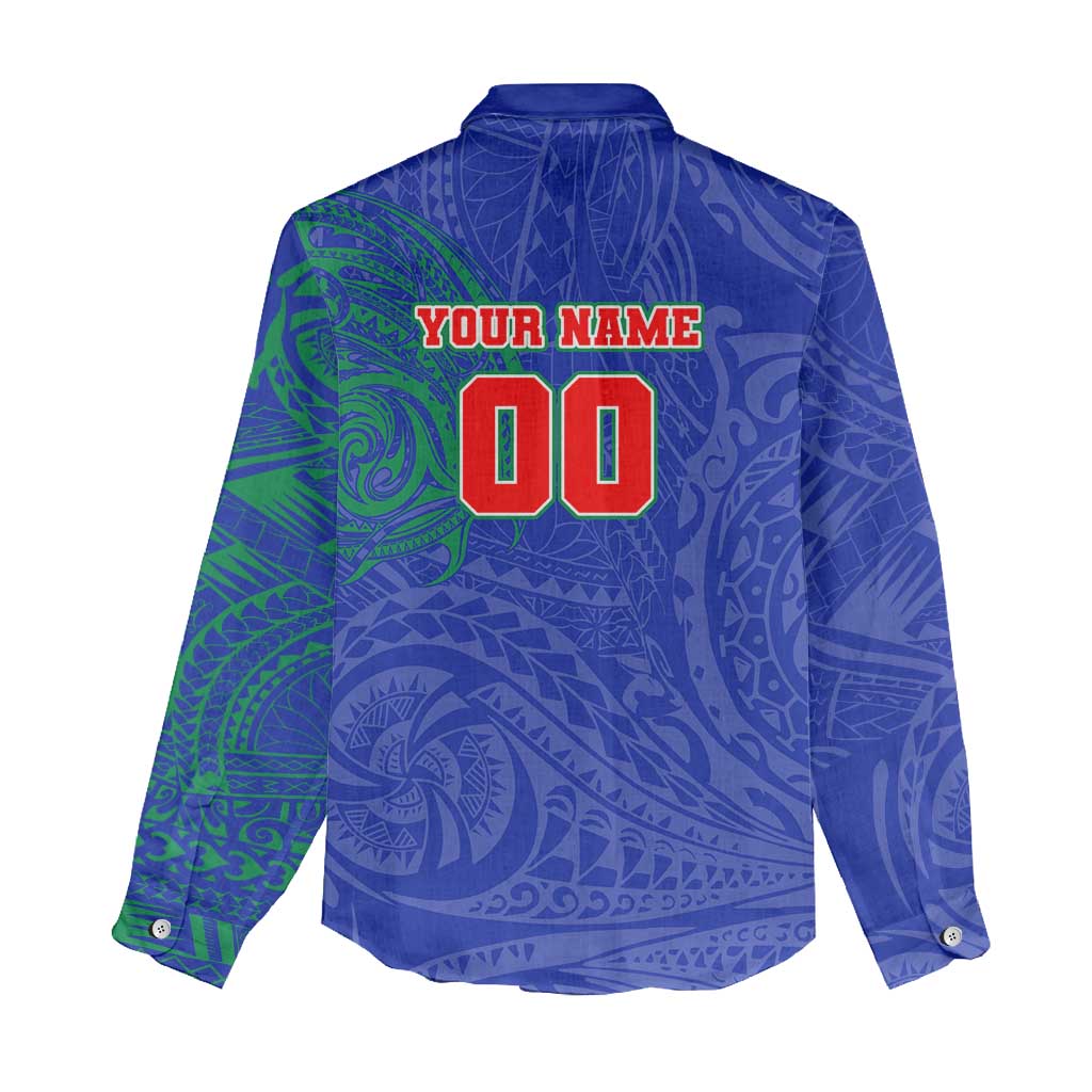 Personalized New Zealand Warriors Women Casual Shirt Polynesian Tribal Chest and Sleeve Tattoo