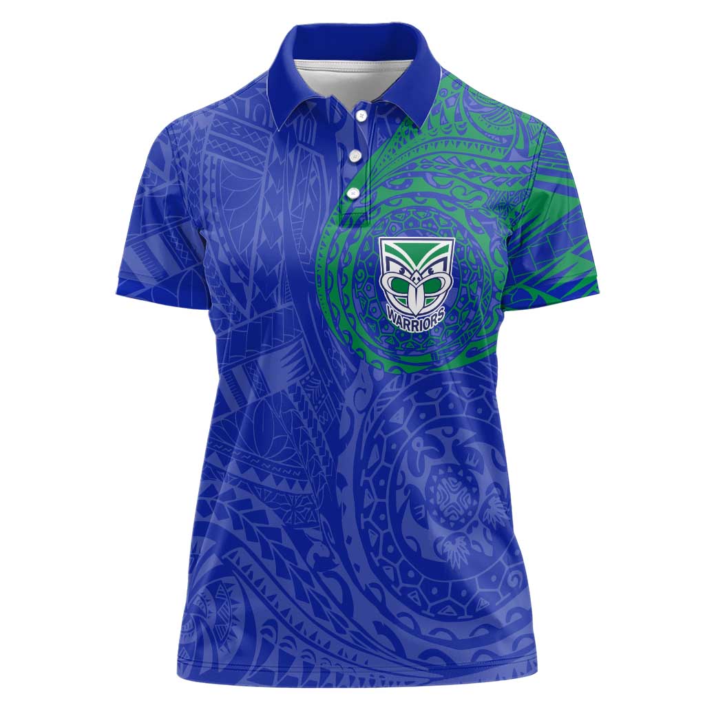 Personalized New Zealand Warriors Women Polo Shirt Polynesian Tribal Chest and Sleeve Tattoo