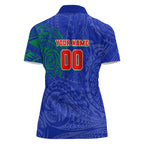 Personalized New Zealand Warriors Women Polo Shirt Polynesian Tribal Chest and Sleeve Tattoo