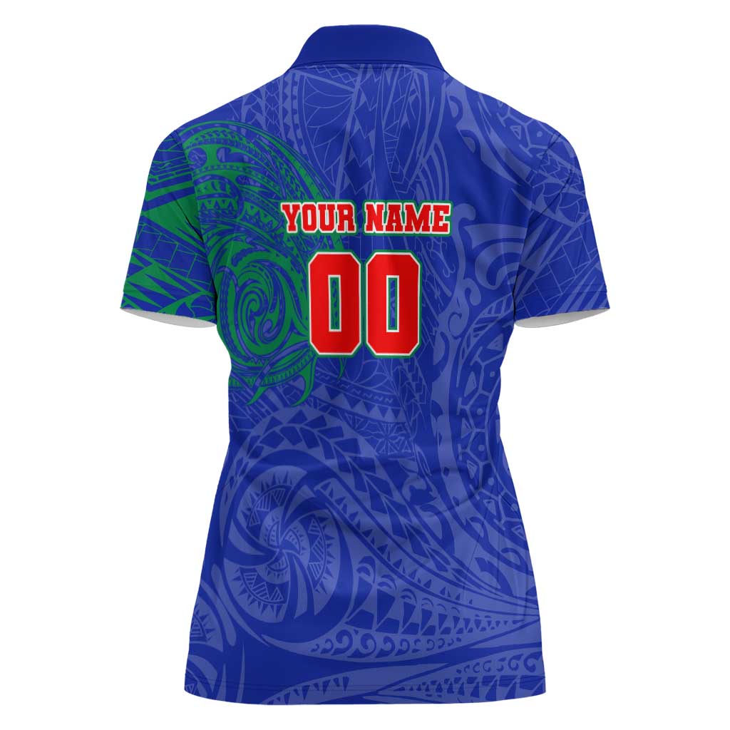 Personalized New Zealand Warriors Women Polo Shirt Polynesian Tribal Chest and Sleeve Tattoo