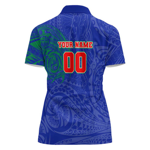 Personalized New Zealand Warriors Women Polo Shirt Polynesian Tribal Chest and Sleeve Tattoo