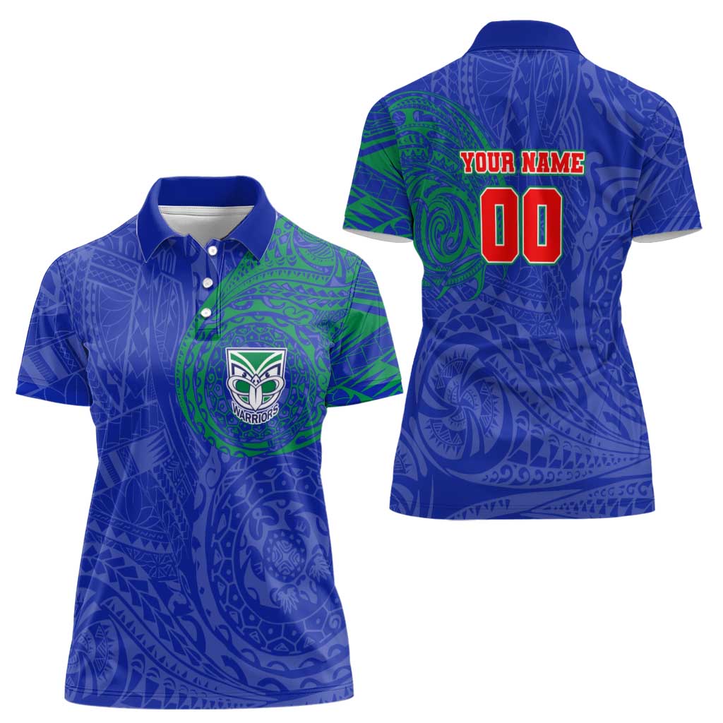 Personalized New Zealand Warriors Women Polo Shirt Polynesian Tribal Chest and Sleeve Tattoo