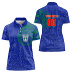 Personalized New Zealand Warriors Women Polo Shirt Polynesian Tribal Chest and Sleeve Tattoo