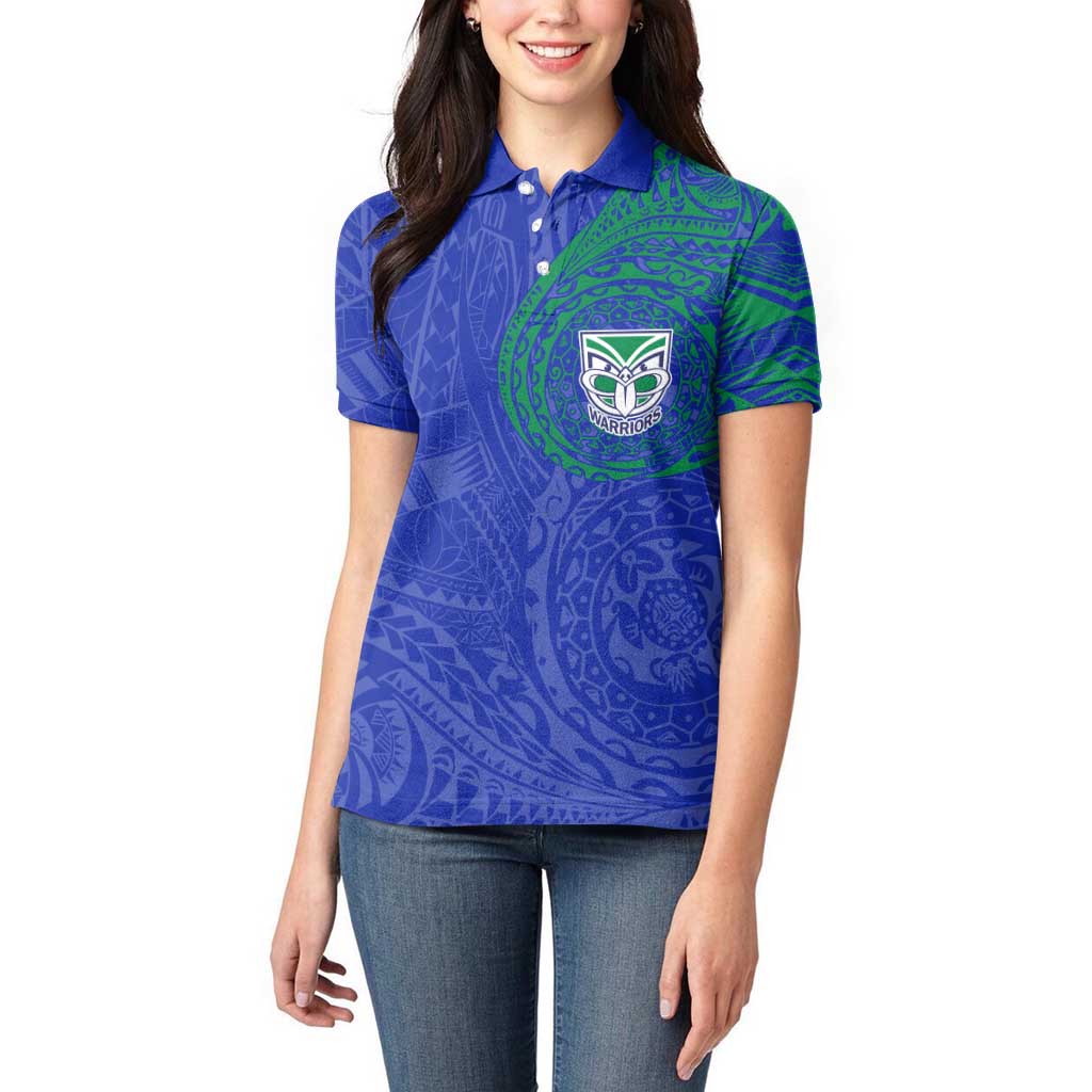 Personalized New Zealand Warriors Women Polo Shirt Polynesian Tribal Chest and Sleeve Tattoo