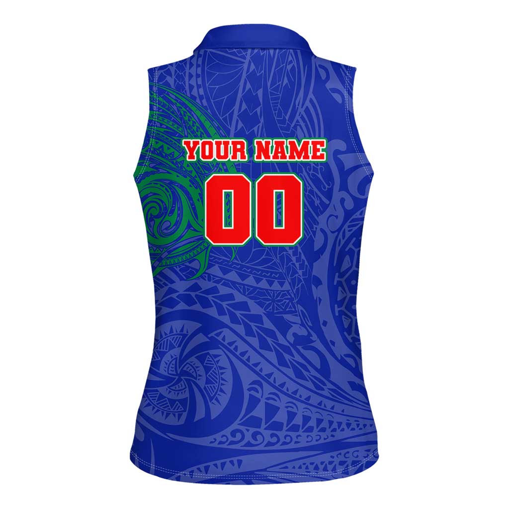 Personalized New Zealand Warriors Women Sleeveless Polo Shirt Polynesian Tribal Chest and Sleeve Tattoo