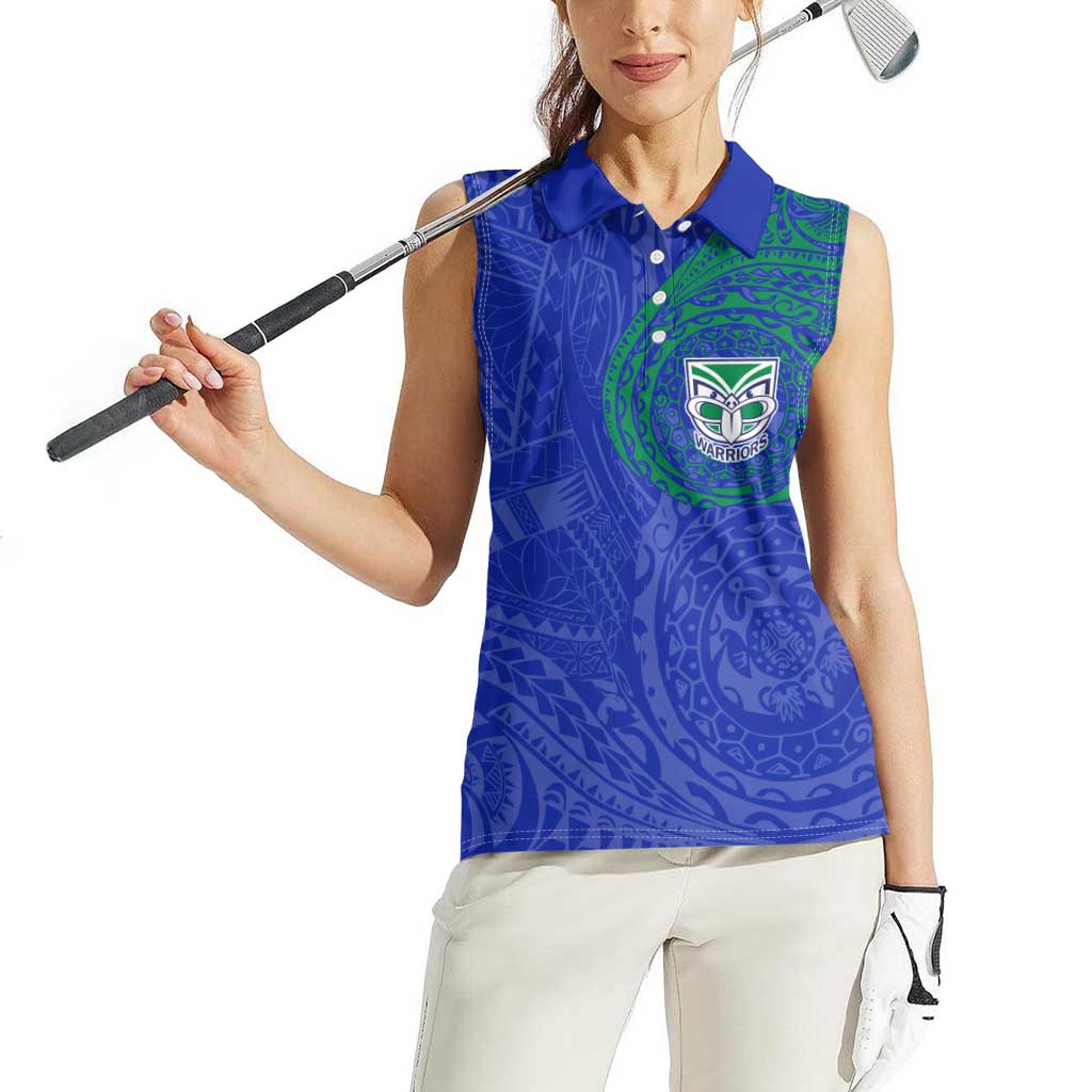Personalized New Zealand Warriors Women Sleeveless Polo Shirt Polynesian Tribal Chest and Sleeve Tattoo