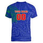 Personalized New Zealand Warriors Women V-Neck T-Shirt Polynesian Tribal Chest and Sleeve Tattoo