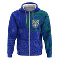 Personalized New Zealand Warriors Zip Hoodie Polynesian Tribal Chest and Sleeve Tattoo