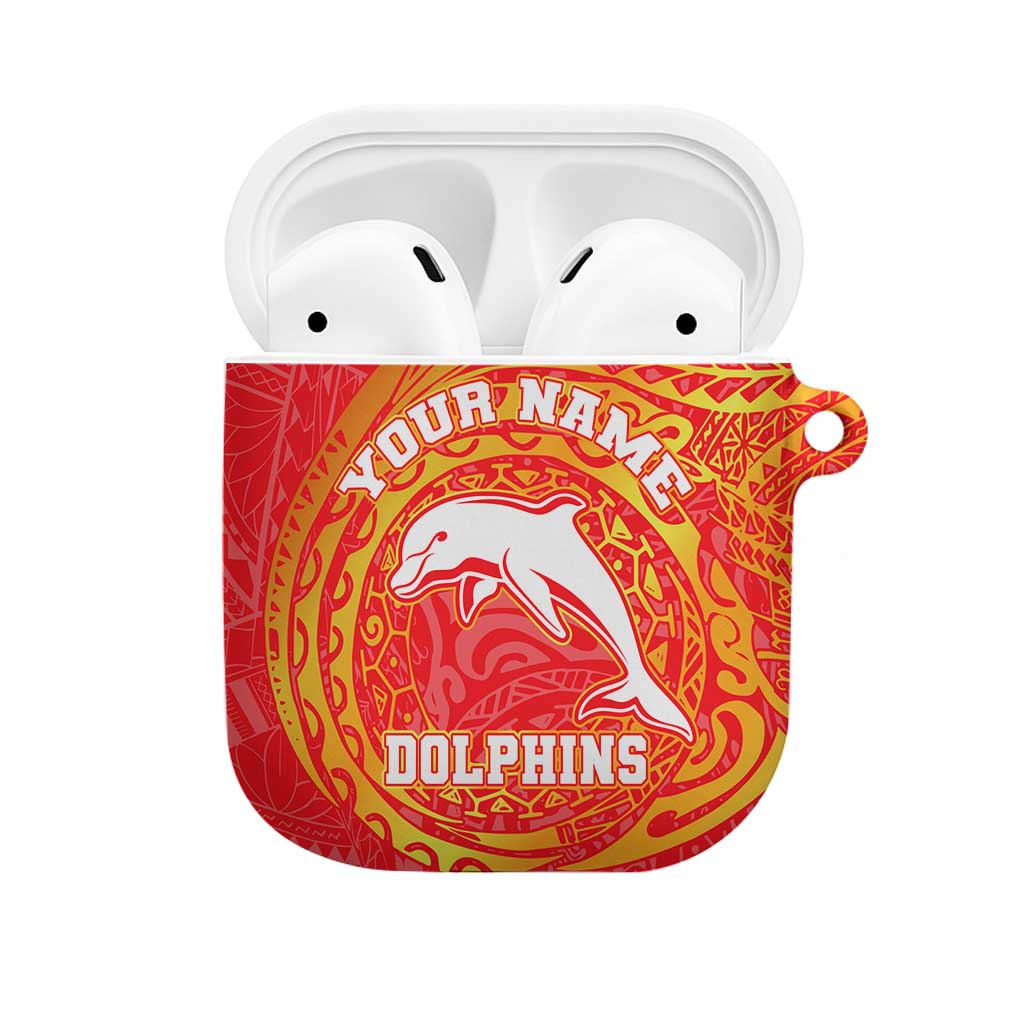 Personalized Dolphins AirPods Case Polynesian Tribal Chest and Sleeve Tattoo