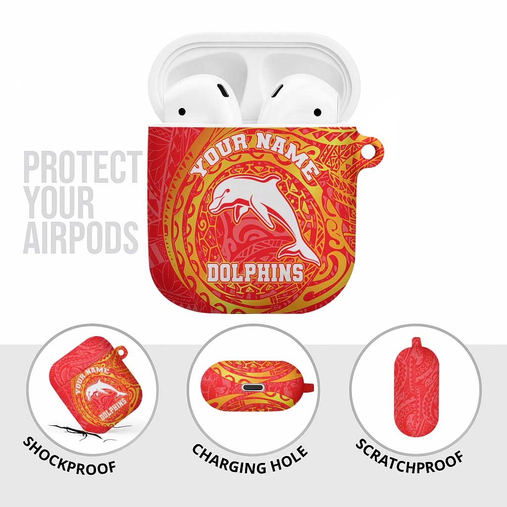 Personalized Dolphins AirPods Case Polynesian Tribal Chest and Sleeve Tattoo