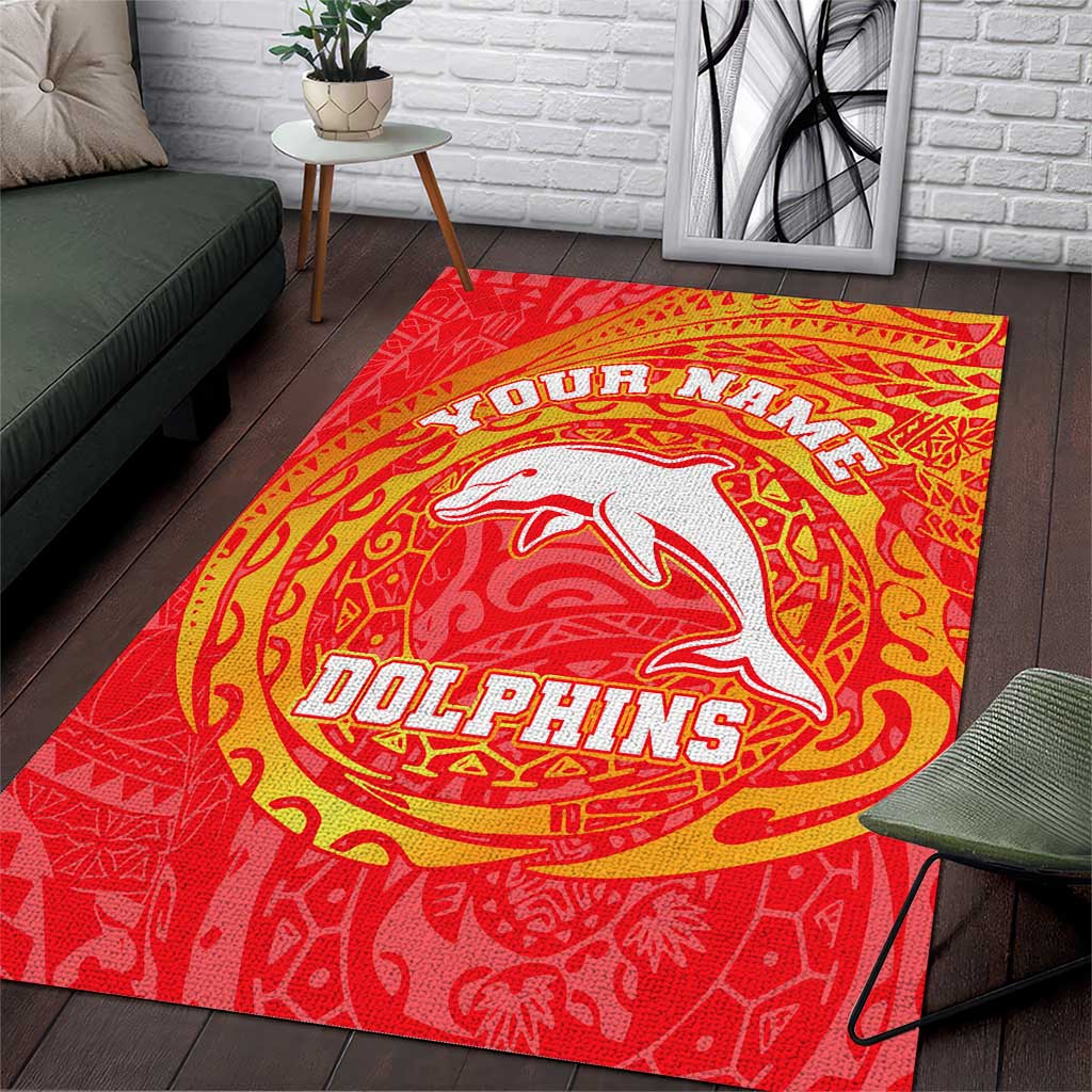 Personalized Dolphins Area Rug Polynesian Tribal Chest and Sleeve Tattoo