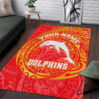 Personalized Dolphins Area Rug Polynesian Tribal Chest and Sleeve Tattoo