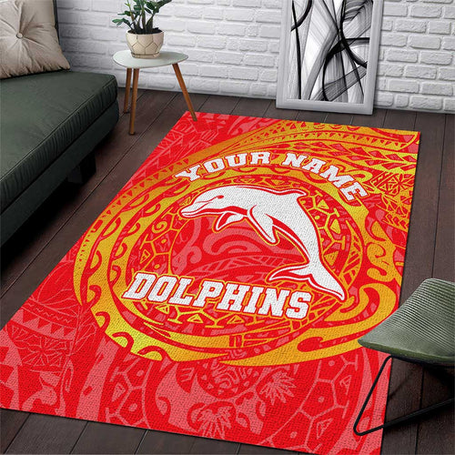 Personalized Dolphins Area Rug Polynesian Tribal Chest and Sleeve Tattoo
