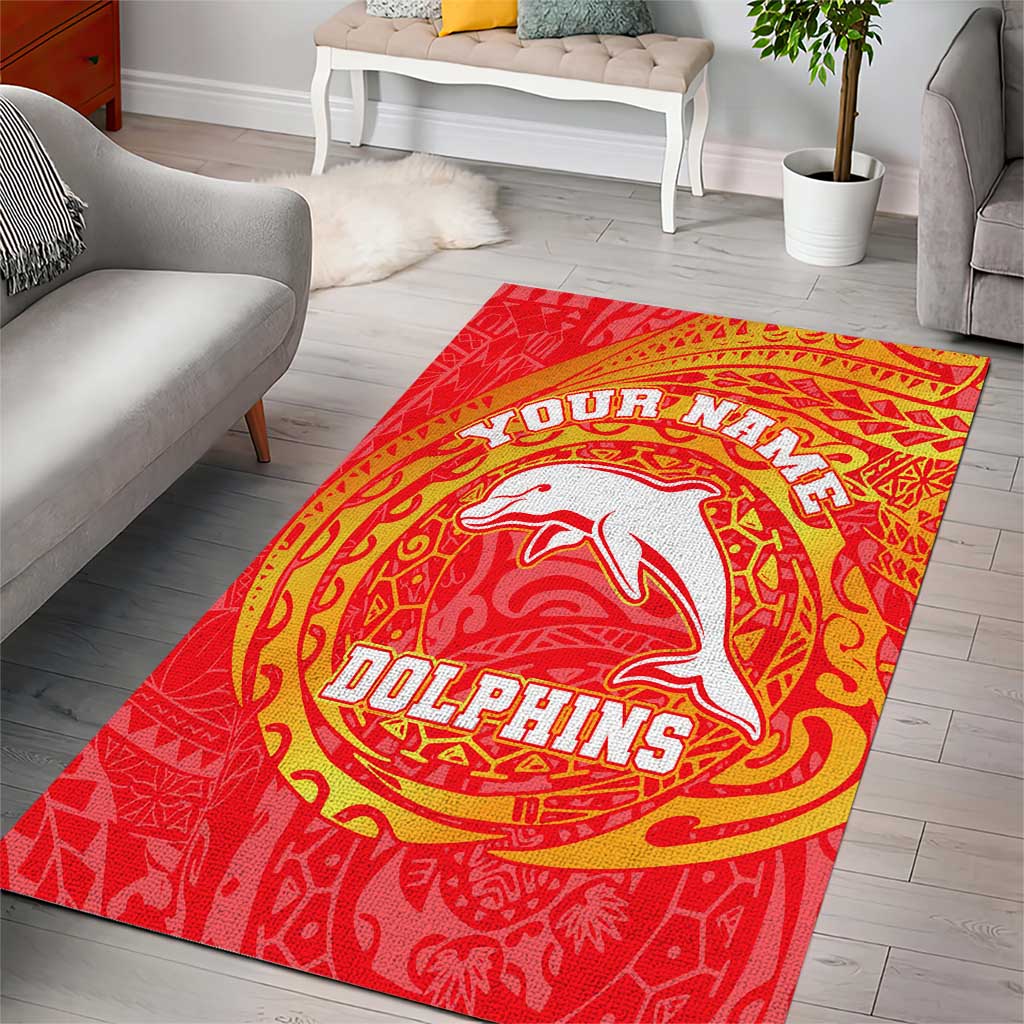 Personalized Dolphins Area Rug Polynesian Tribal Chest and Sleeve Tattoo