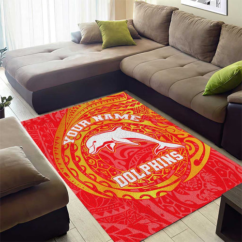 Personalized Dolphins Area Rug Polynesian Tribal Chest and Sleeve Tattoo