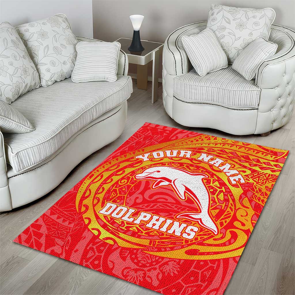 Personalized Dolphins Area Rug Polynesian Tribal Chest and Sleeve Tattoo