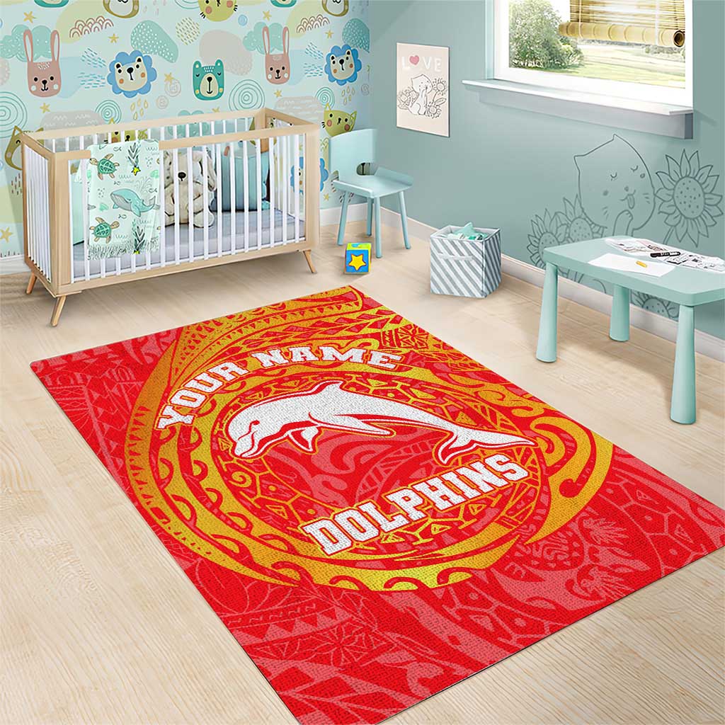 Personalized Dolphins Area Rug Polynesian Tribal Chest and Sleeve Tattoo